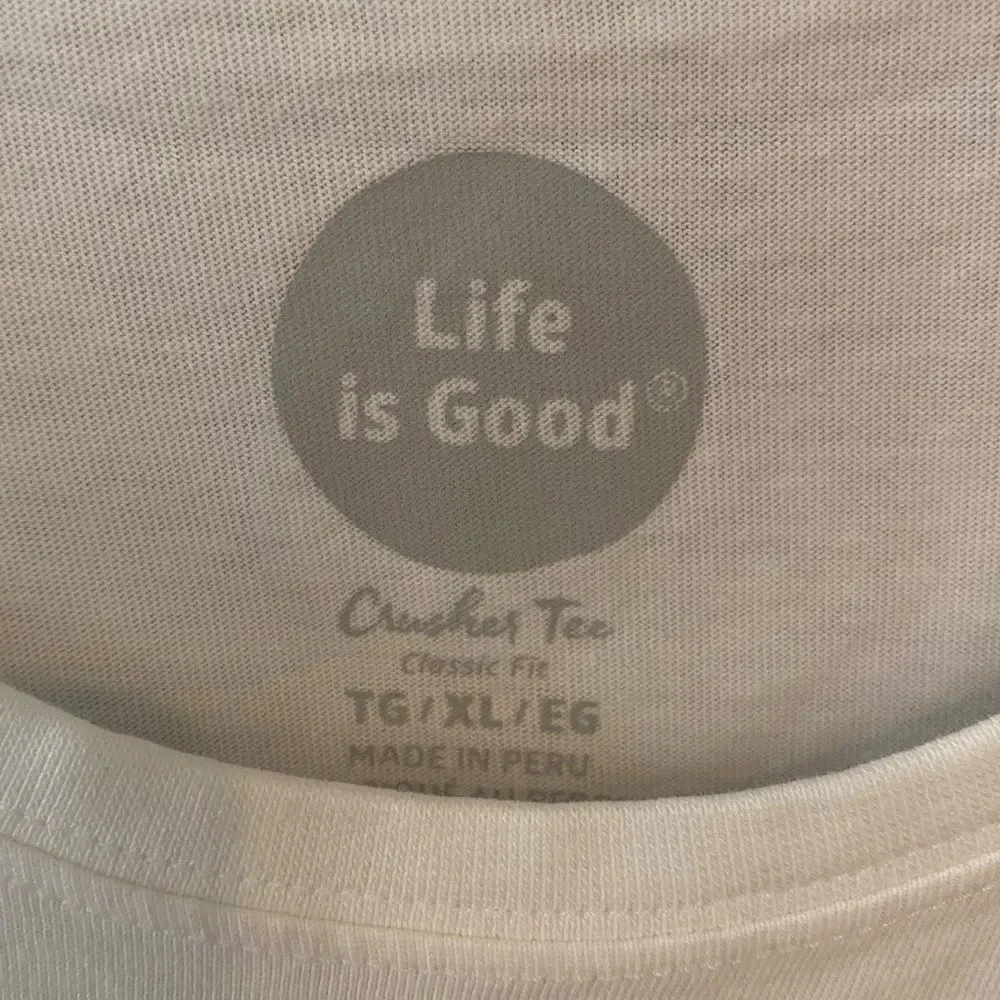 Life is Good Sz XL Women’s White Tennis Sporty Puppy Dog Crusher T-Shirt - Picture 4 of 5